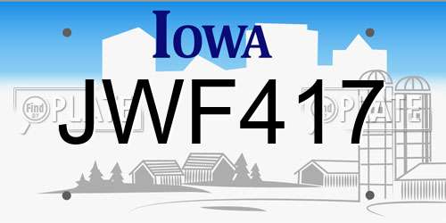 JWF417 Iowa License Plate