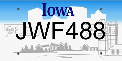 JWF488 Iowa License Plate