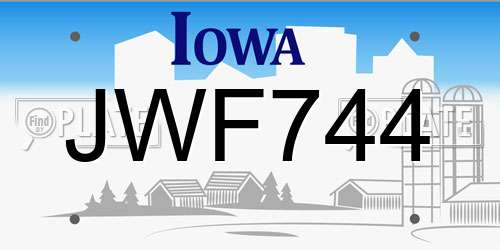 JWF744 Iowa License Plate