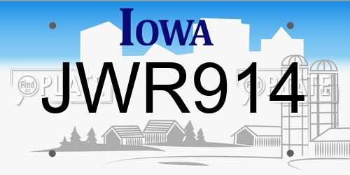 JWR914 Iowa License Plate