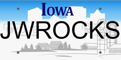 JWROCKS Iowa License Plate