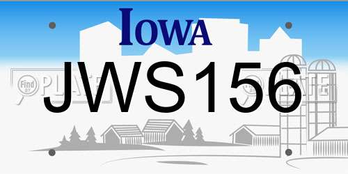 JWS156 Iowa License Plate