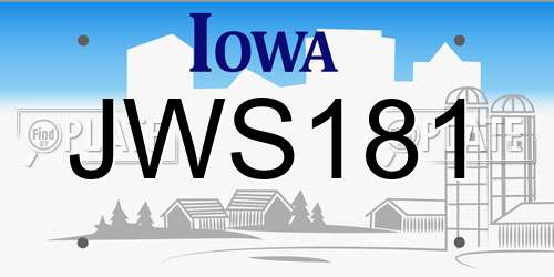 JWS181 Iowa License Plate