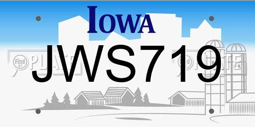 JWS719 Iowa License Plate