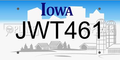 JWT461 Iowa License Plate