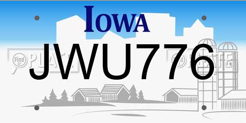 JWU776 Iowa License Plate