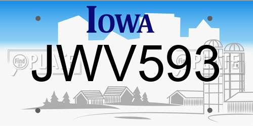 JWV593 Iowa License Plate