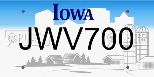 JWV700 Iowa License Plate