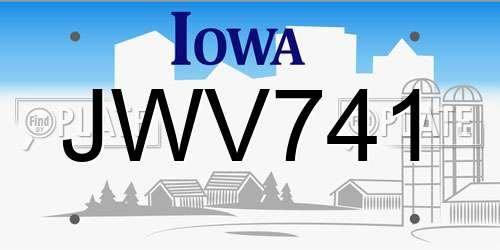 JWV741 Iowa License Plate