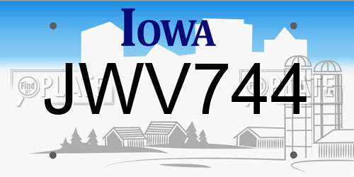 JWV744 Iowa License Plate