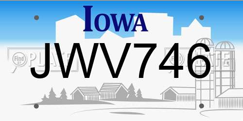 JWV746 Iowa License Plate