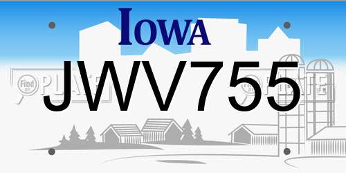 JWV755 Iowa License Plate