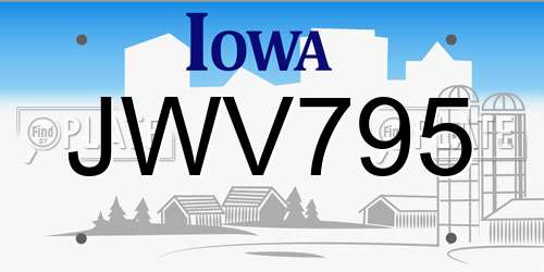 JWV795 Iowa License Plate