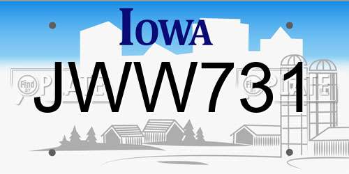 JWW731 Iowa License Plate
