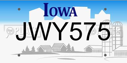 JWY575 Iowa License Plate