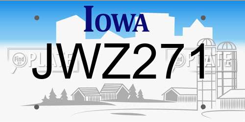 JWZ271 Iowa License Plate