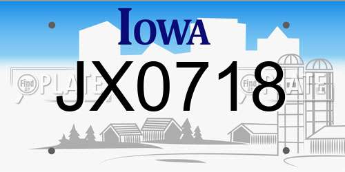 JX0718 Iowa License Plate