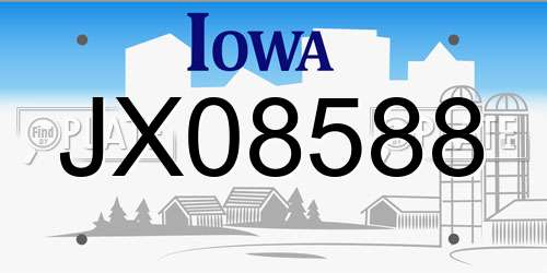 JX08588 Iowa License Plate
