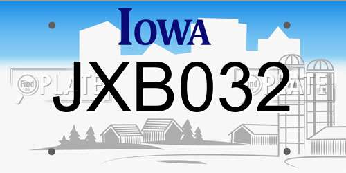 JXB032 Iowa License Plate