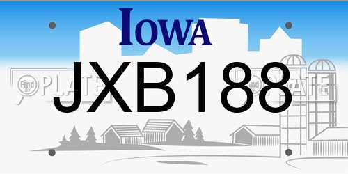 JXB188 Iowa License Plate