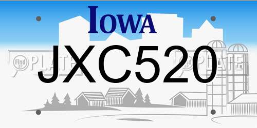JXC520 Iowa License Plate