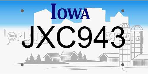 JXC943 Iowa License Plate