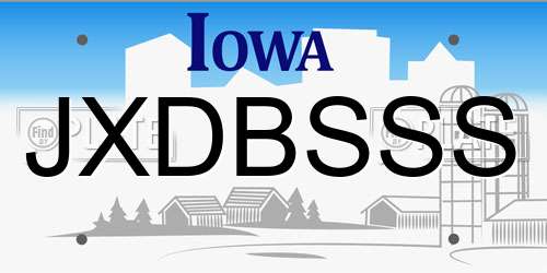 JXDBSSS Iowa License Plate