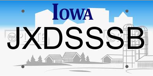 JXDSSSB Iowa License Plate