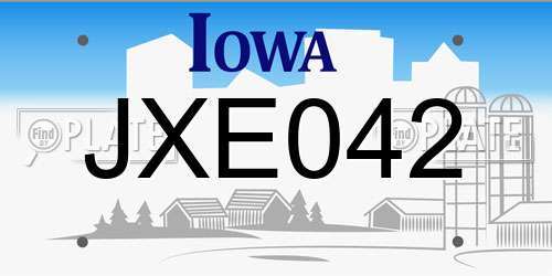 JXE042 Iowa License Plate