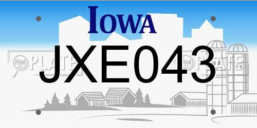 JXE043 Iowa License Plate