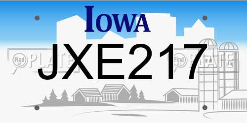 JXE217 Iowa License Plate