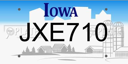 JXE710 Iowa License Plate