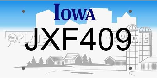 JXF409 Iowa License Plate