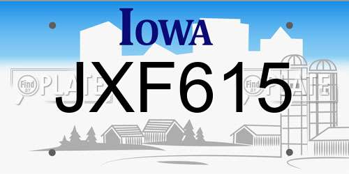 JXF615 Iowa License Plate
