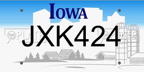 JXK424 Iowa License Plate