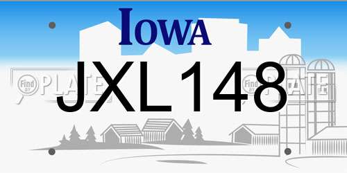 JXL148 Iowa License Plate