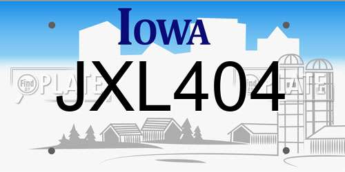 JXL404 Iowa License Plate