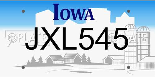 JXL545 Iowa License Plate