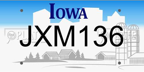 JXM136 Iowa License Plate