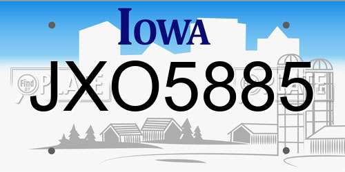 JXO5885 Iowa License Plate