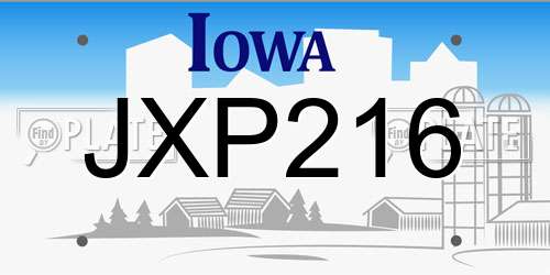 JXP216 Iowa License Plate