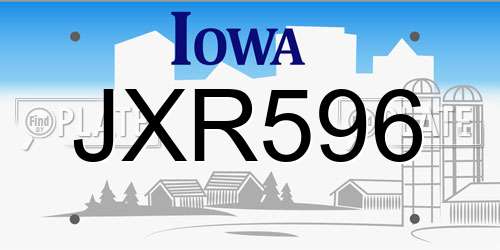 JXR596 Iowa License Plate