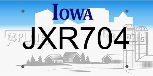 JXR704 Iowa License Plate