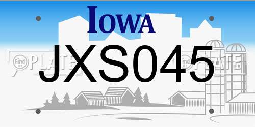 JXS045 Iowa License Plate
