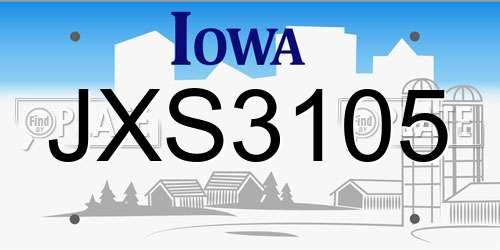 JXS3105 Iowa License Plate