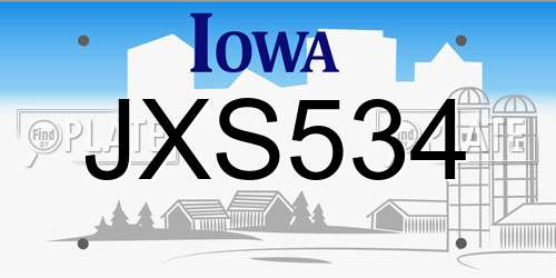 JXS534 Iowa License Plate
