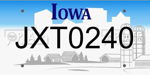 JXT0240 Iowa License Plate