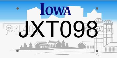 JXT098 Iowa License Plate