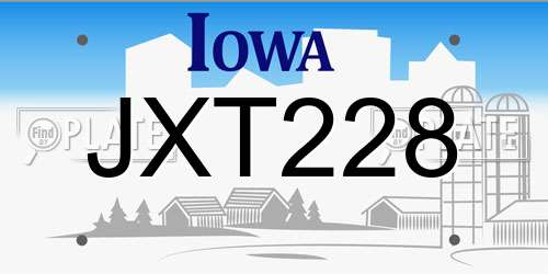 JXT228 Iowa License Plate