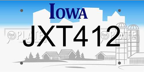 JXT412 Iowa License Plate